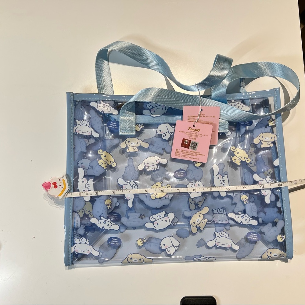 NWTS Rare Cinnamoroll Mocha Blue Clear PVC Tote Bag - Picture 5 of 5